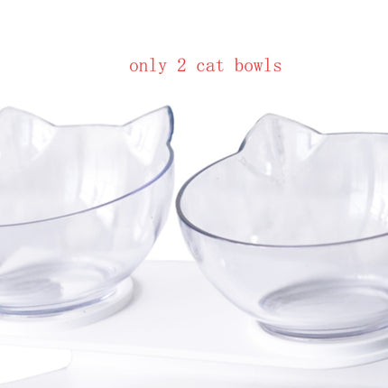 New Inclined Food Cat Ear Oblique Mouth Transparent Single Pet Bowl