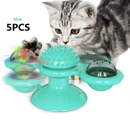 Cat Rotating Windmill Multi-Function Toys Itch Scratching Device Teeth Shining Toy