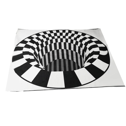 3D Vortex Carpet Black White Grid Bottomless Hole Illusion Rug Living Room Bedroom Anti-Slip Floor Mats Home Fashion Carpet Rugs