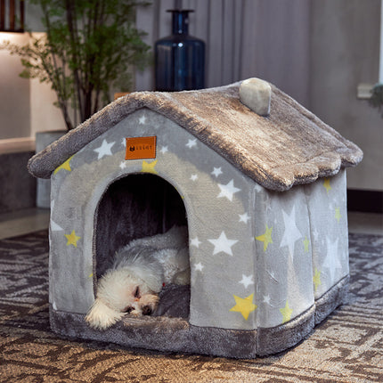 Foldable Dog House Pet Cat Bed Winter Dog Villa Sleep Kennel Removable Nest Warm Enclosed Cave Sofa Pets Supplies